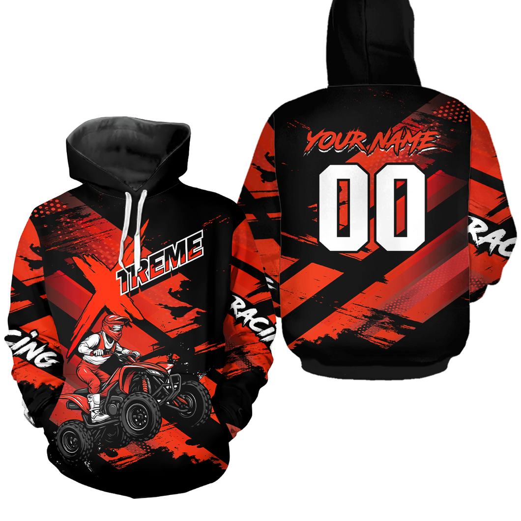 Personalized Atv Motocross Hoodie For Adult&Kid Upf30+ Red Quad Bike Shirt Off-Road Atv Mx Racing NHN012