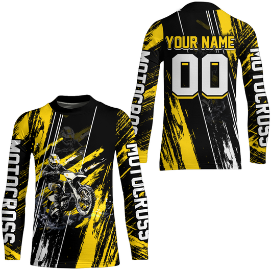 Adult&Kid Yellow Dirt Bike Jersey Motocross Jersey Upf30+ Custom Mens Women Off-Road Jersey| CTP05