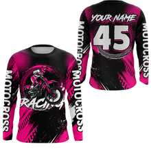 Load image into Gallery viewer, Custom Dirt Bike Pink Jersey Motocross Jersey Upf30+ Mens Women Motocross Shirt| CTP22