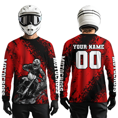 Custom Red MX Off Road Racing Shirts Kid Men Women Youth Motocross Shirts UPF30+ DNT36