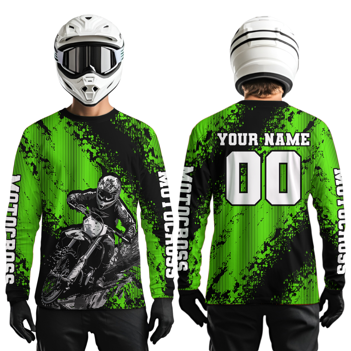 Custom Green MX Off Road Racing Shirts Kid Men Women Youth Motocross Shirts UPF30+ DNT36