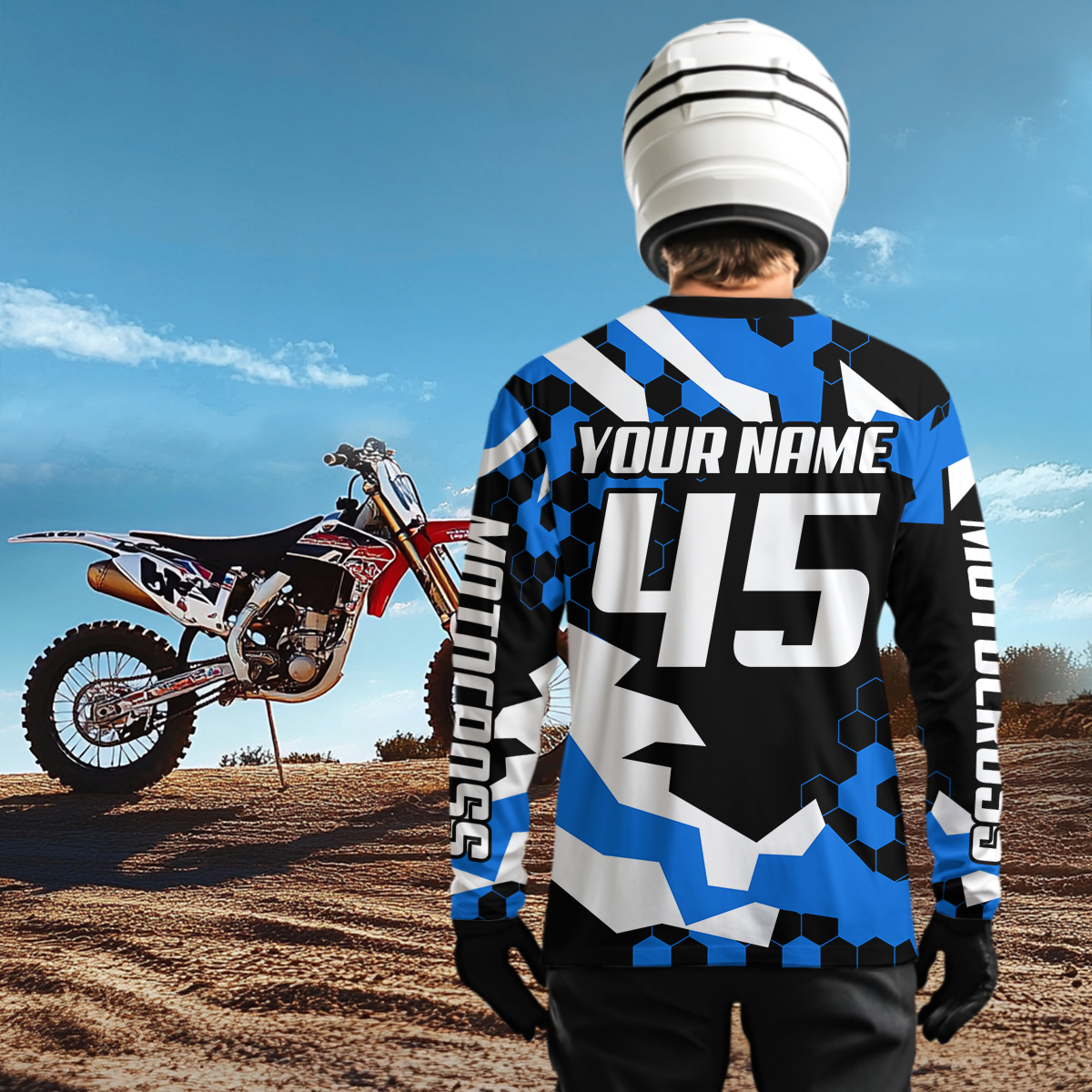 Custom Blue Motocross Jersey Racing Shirts for Men Kid Women Dirt Bike Shirts XM346