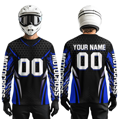 Blue Dirt Bike Jersey Off-Road Shirt Custom Youth Motocross Jersey UPF30+ Kid Men Women DNT82