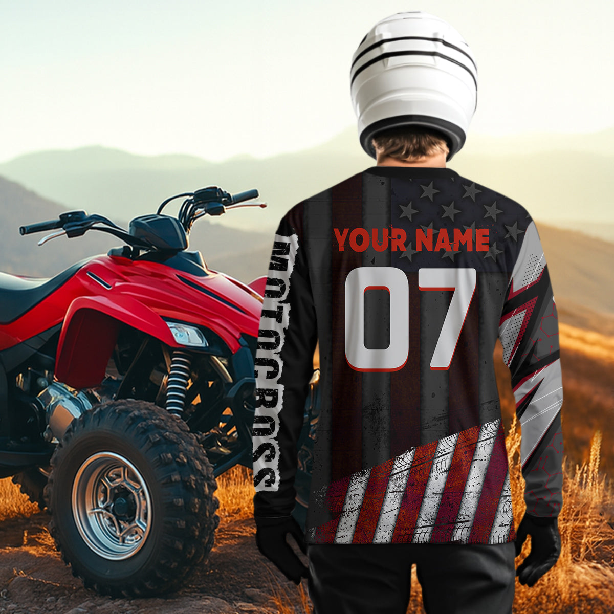 Custom ATV Motocross Jerseys UPF30+ Quad Bike Shirt Racing Adult Youth Kid American Flag Dirt Bike Jersey NHN005