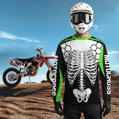 Green Bone Motocross Racing Jersey UPF30+ MX Racing Dirt Bike Jersey Kid Men Women DNT01