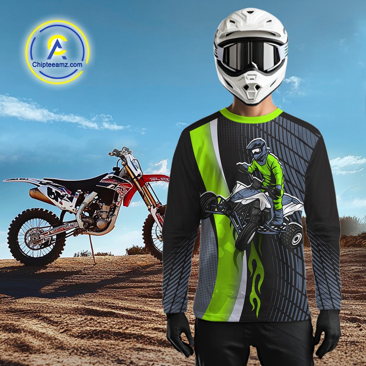 Green ATV Motocross Racing Jersey Custom ATV Shirts Kid Women Men Quad Jersey MX109