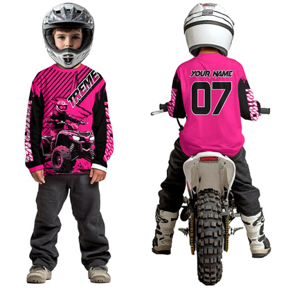 Pink ATV Racing Jersey Upf30+ Custom Motocross Jersey Men Women Extreme Riding Shirt for Kids MHT200