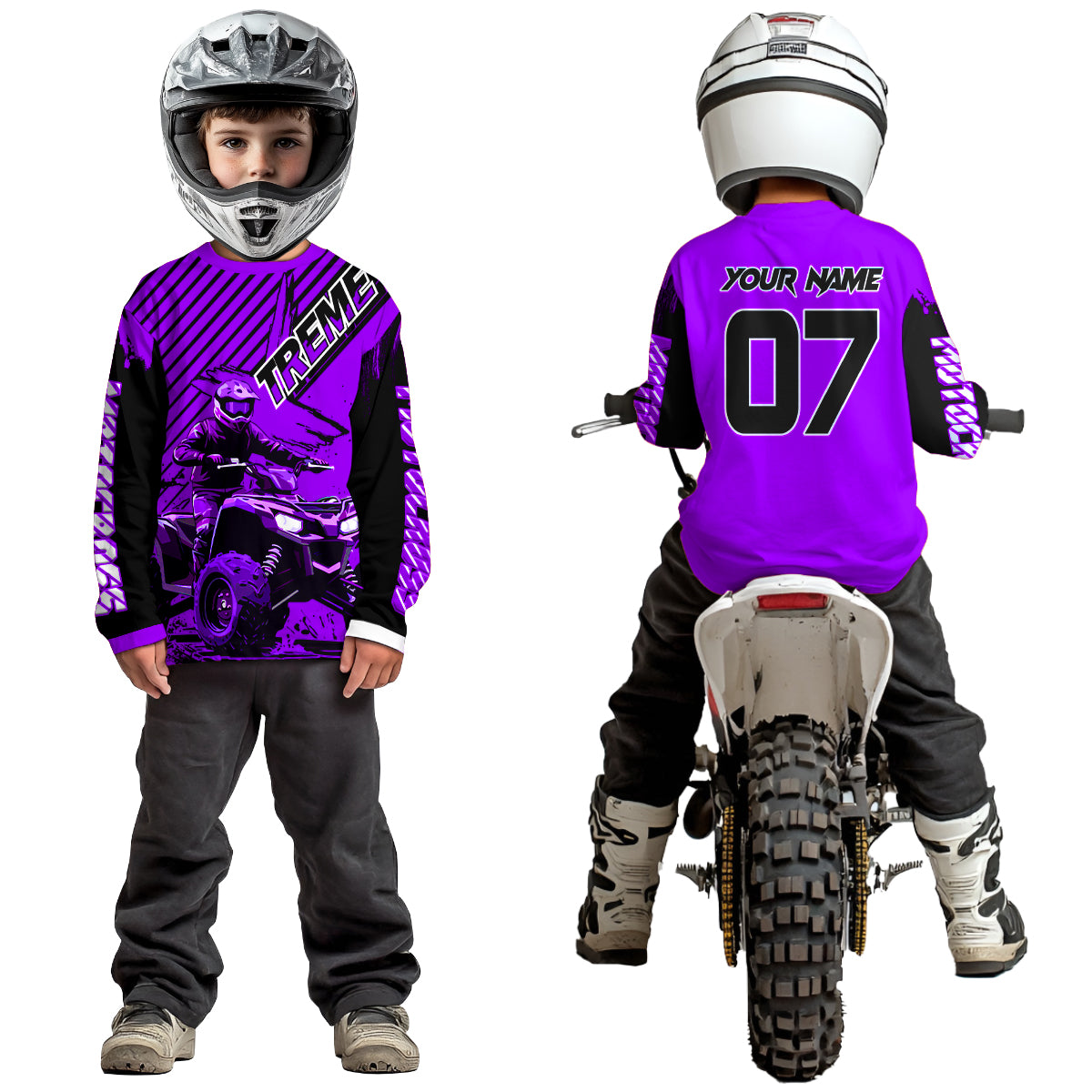 Purple ATV Racing Jersey Upf30+ Custom Motocross Jersey Men Women Extreme Riding Shirt for Kids MHT200