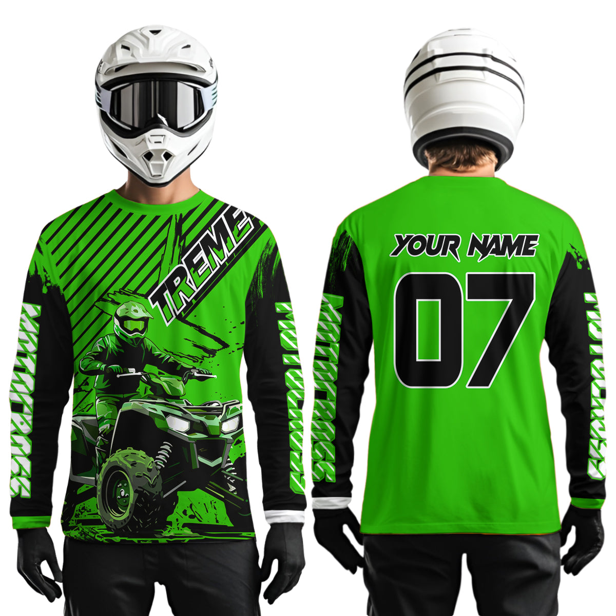 Green ATV Racing Jersey Upf30+ Custom Motocross Jersey Men Women Extreme Riding Shirt for Kids MHT200