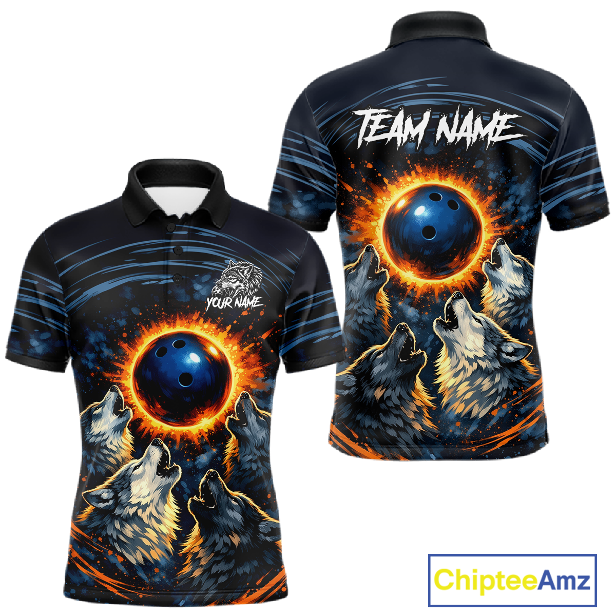 Wolf Bowling Jersey for Men Polo & 1/4 Zip Custom Wolf Bowling Team Shirts Bowling League HNT205