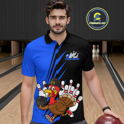 Blue Turkey Bowling Shirts for Women Men Team Custom Bowling Jerseys Thanksgiving MBL180