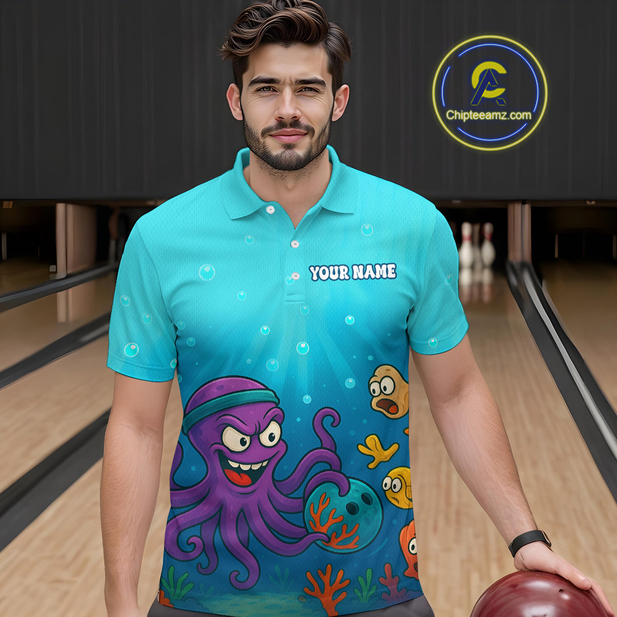 Custom Octopus Bowling Shirt for Team Bowling Jersey for Men Bowling Accessories QZT769