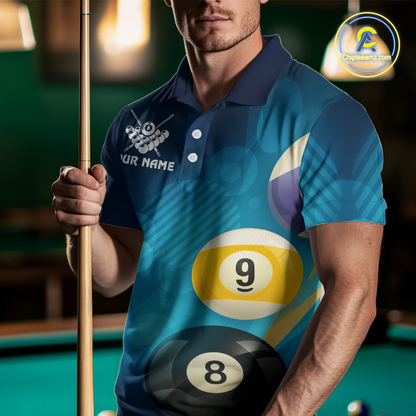 Custom 8 Ball Billiard Shirts for Men Billiard Team Shirts Billiard Uniform Polo & 1/4 Zip Shirt NNT76