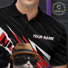Load image into Gallery viewer, Custom Red Funny Cat Bowling Jersey for Men Bowling Shirt Polo &amp; 1/4 Zip Bowling Team Shirts HNT136