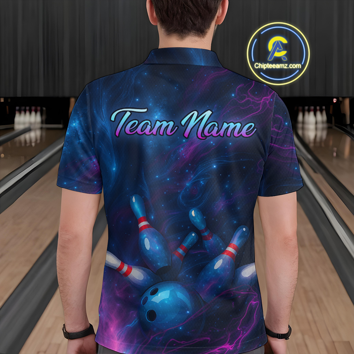Watercolor Galaxy Bowling Shirts for Men Women Team Custom Bowling Polo & Quarter Zip MBL146