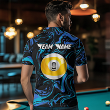 Load image into Gallery viewer, Teal-Turquoise 8 Ball &amp; 9 Ball Custom Billiard Shirts For Men Billiard Team Jerseys NNT55