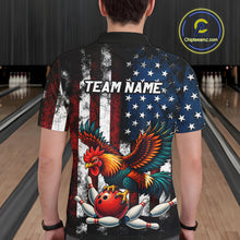 Load image into Gallery viewer, Custom Rooster US Flag Bowling Jersey for Men Bowling Team Shirts Bowling Polo &amp; 1/4 Zip HNT259