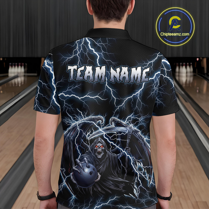 Custom Thunder Skeleton Bowling Jersey for Men Polo & 1/4 Zip Bowling Team Shirts HNT152