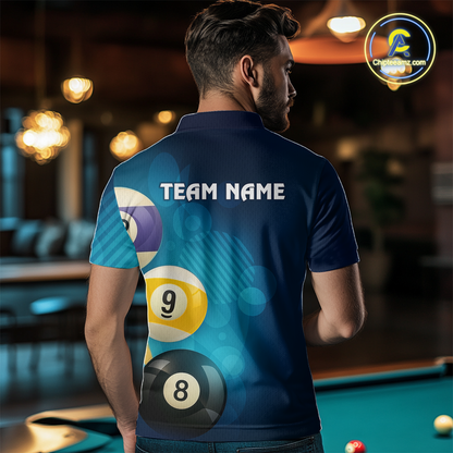 Custom 8 Ball Billiard Shirts for Men Billiard Team Shirts Billiard Uniform Polo & 1/4 Zip Shirt NNT76