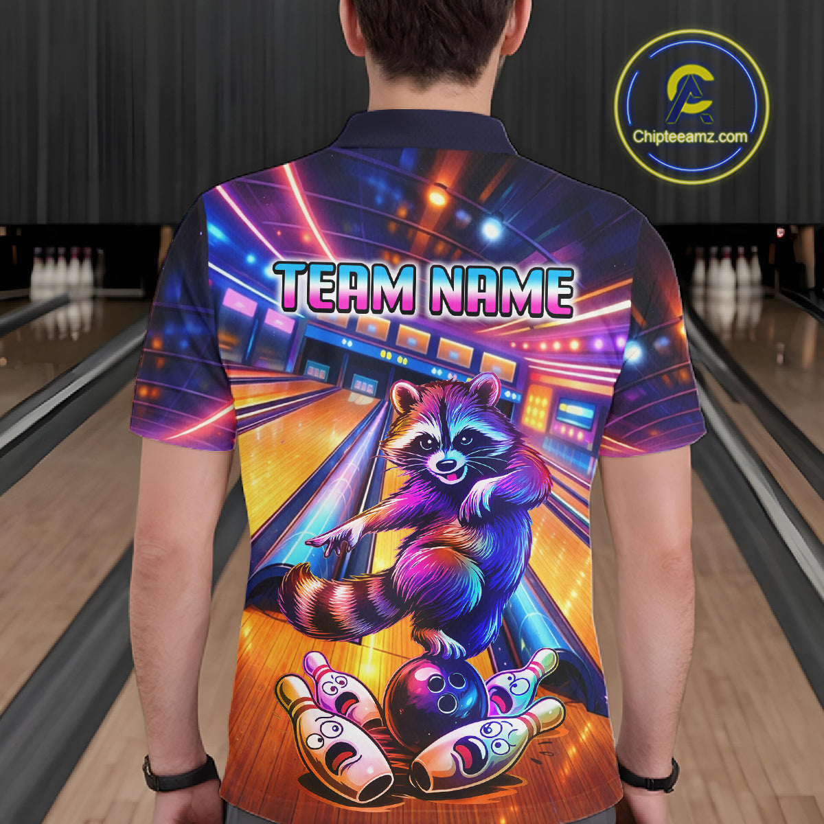 Funny Raccoon Bowling for Men Custom Bowling League Jersey Polo & 1/4-Zip Bowling Outfit QZT903
