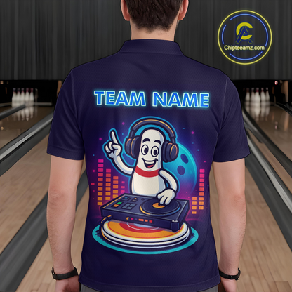 Funny Bowling Pins Music Shirt Custom Neon Bowling Jersey for Men Polo & 1/4 Zip Bowling Gift QZT790