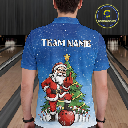 Custom Funny Santa Christmas Bowling Jersey for Men Bowling Team Shirts Polo & 1/4 Zip HNT139