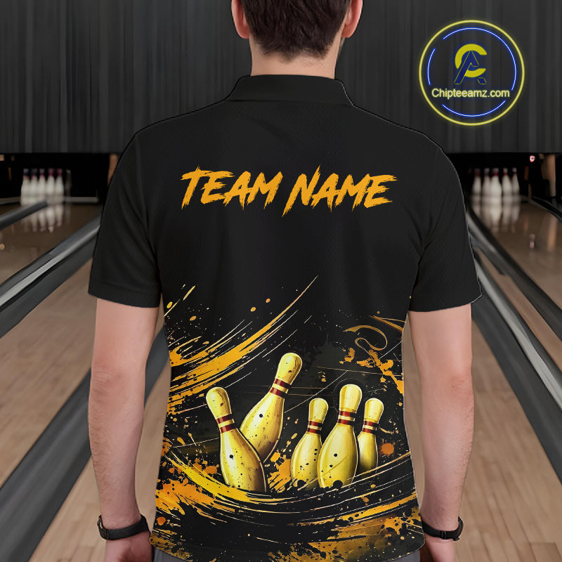 Custom Black & Gold Bowling Shirt for Men Bowling Team Jersey Bowling Outfit Polo & Quarter-Zip QZT988