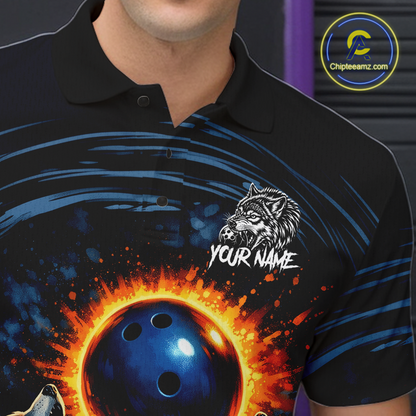 Wolf Bowling Jersey for Men Polo & 1/4 Zip Custom Wolf Bowling Team Shirts Bowling League HNT205