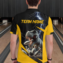 Load image into Gallery viewer, Yellow &amp; Black Thunder Bowling Shirts Custom Bowling Polo Jersey for Men Women QZT669
