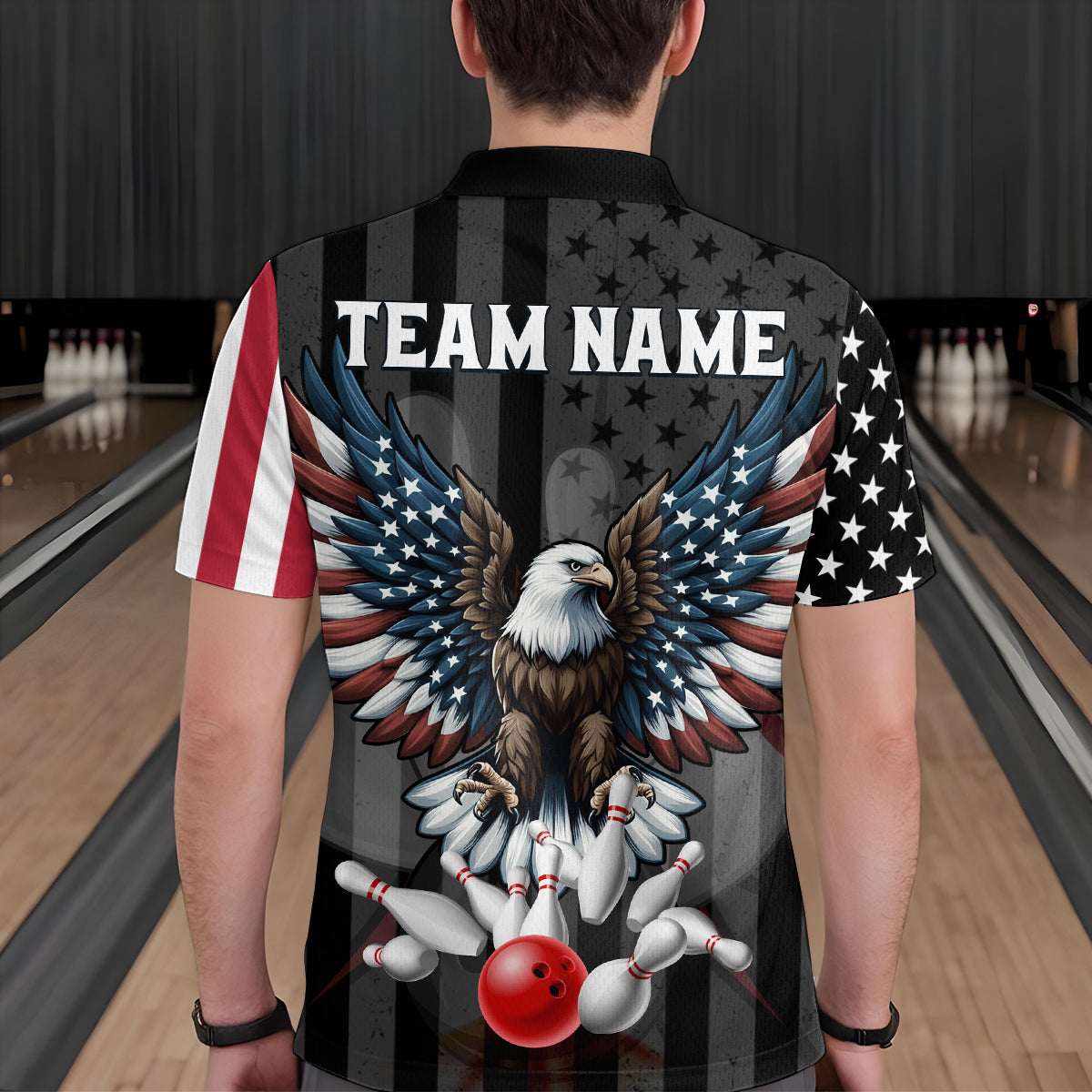 Eagle Bowling Polo Shirt Custom Bowling Jersey for Men Bowling Team League QZT51
