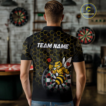 Funny Bee Hexagon Dart Shirts For Men – Custom Darts Team Polo & Quarter Zip Jerseys TDM4003