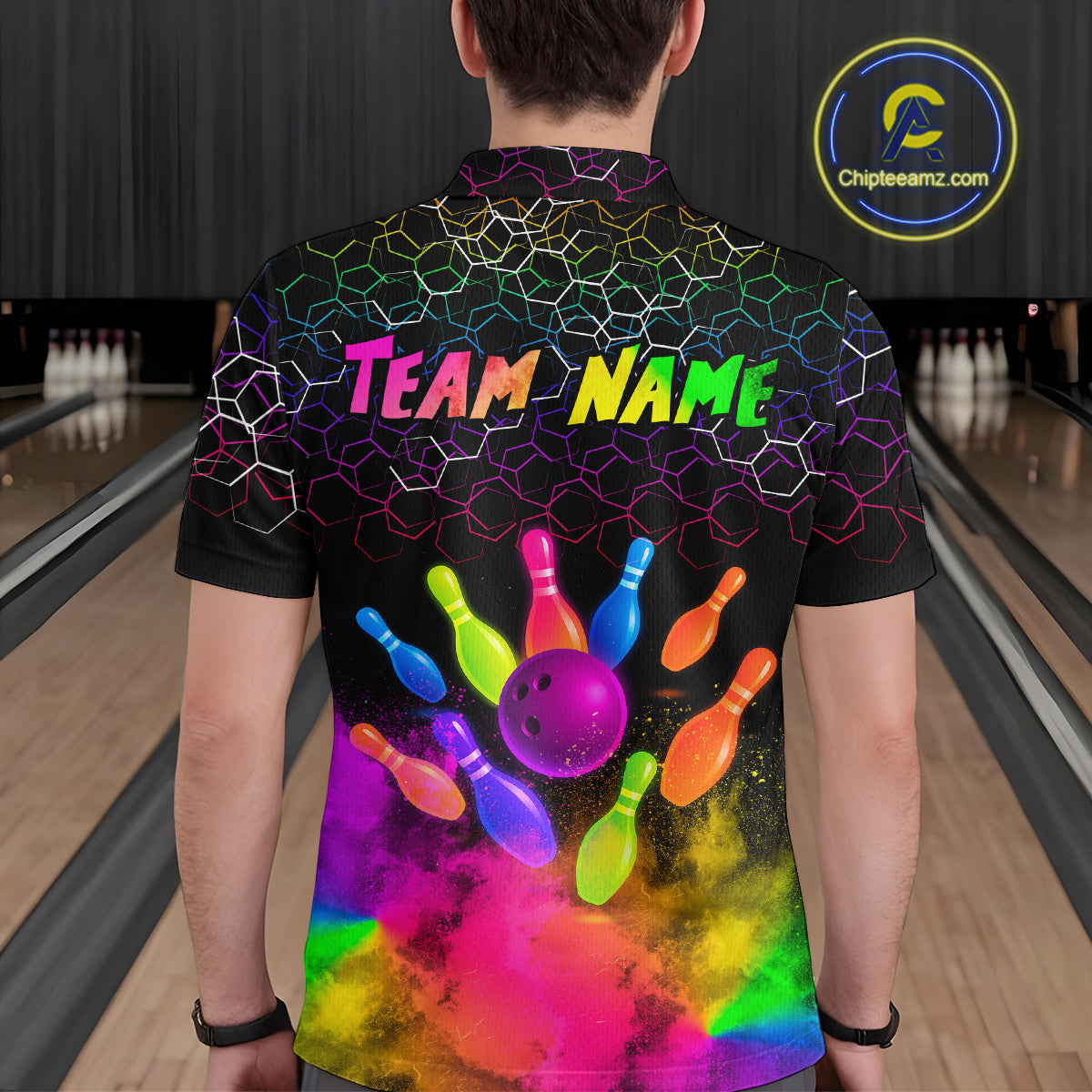 Colorful Bowling Custom Men Bowling Shirt Polo & Quarter-Zip Bowling Team Jerseys HNT73
