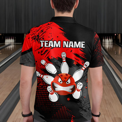 Red Bowling Shirt Custom Bowling Jersey Men Women Team Bowling Polo 1/4 Zip Shirt MBL56