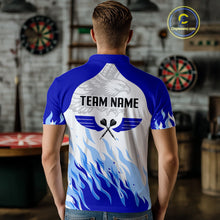 Load image into Gallery viewer, Men's Custom Darts Shirt - Eagle With Wings Dart Arrow &amp; Blue Flaming Pattern NYN0332