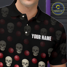 Load image into Gallery viewer, Skull Bowling Shirt Personalized Polo Bowling Team jersey Pattern Bowling League QZT690
