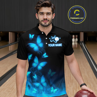 Blue Butterflies Bowling Shirts Women Men Team Custom Bowling Jerseys for Bowlers MBL138