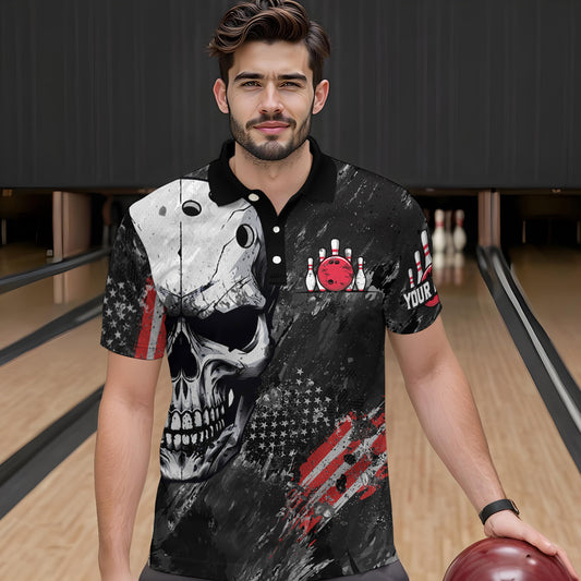 Custom Bowling Shirt for Men Skull Bowling Jersey Bowling Team League Polo Shirt QZT47-3