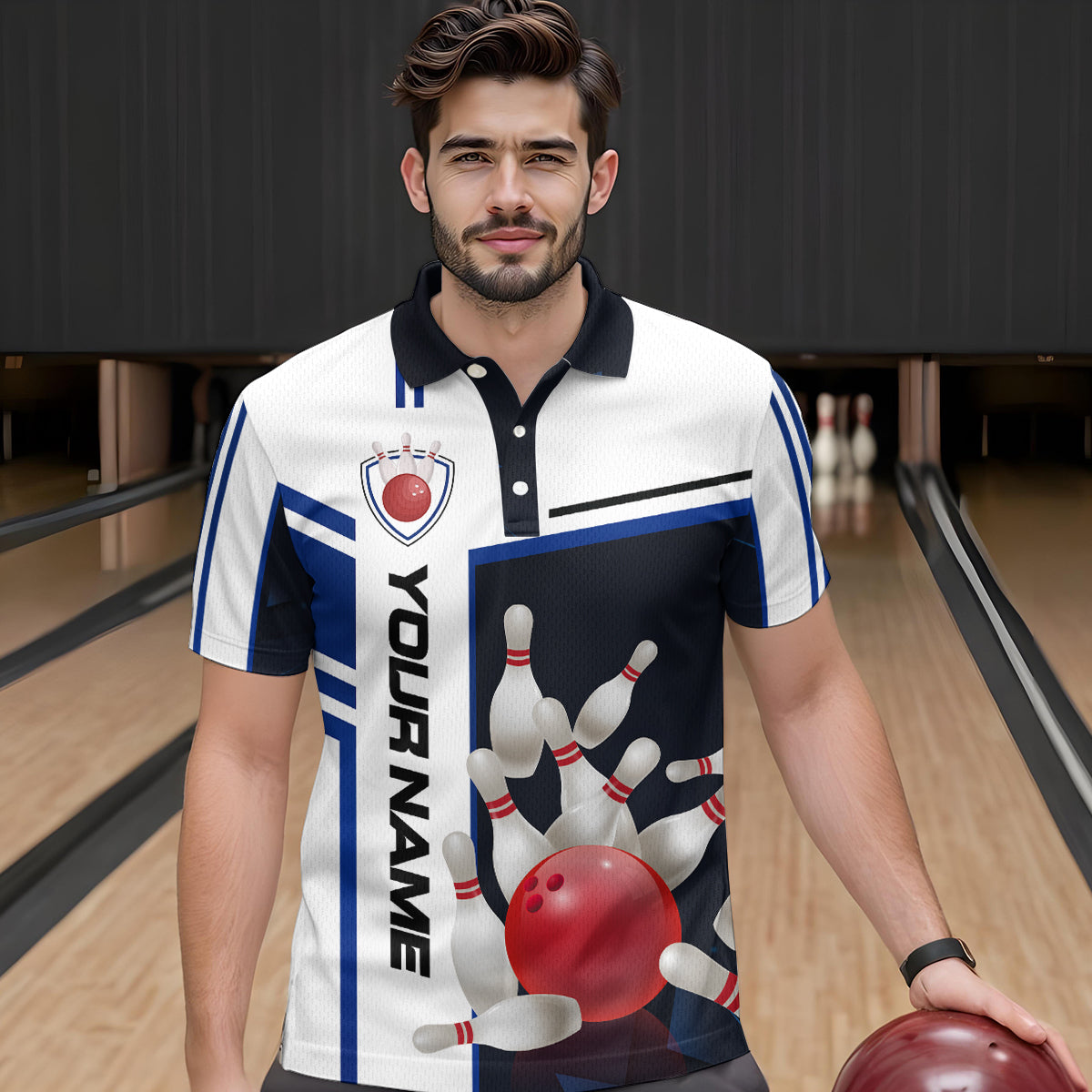 Bowling Jersey for Men Custom Bowling Team Shirts with Name Bowling League Polo & 1/4 Zip HNT30