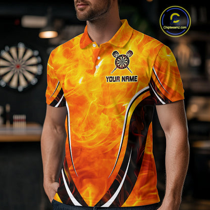 Men's Custom Darts Team Shirts With Explosive Flame Dartboard And Geometric Shapes NYN0298
