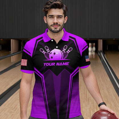 Custom Purple Bowling Jersey for Men Bowling Team Shirts Bowling Uniform Polo & 1/4 Zip HNT158