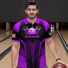 Load image into Gallery viewer, Custom Purple Bowling Jersey for Men Bowling Team Shirts Bowling Uniform Polo &amp; 1/4 Zip HNT158