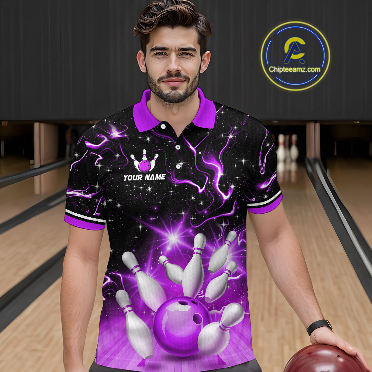 Purple Dragon Flaming Bowling Shirt for Men and Women Custom Bowling Jersey for Team MBL87
