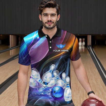 Custom Galaxy Bowling Jersey for Men Bowling Team Shirts Bowling Uniform Polo & 1/4 Zip HNT157