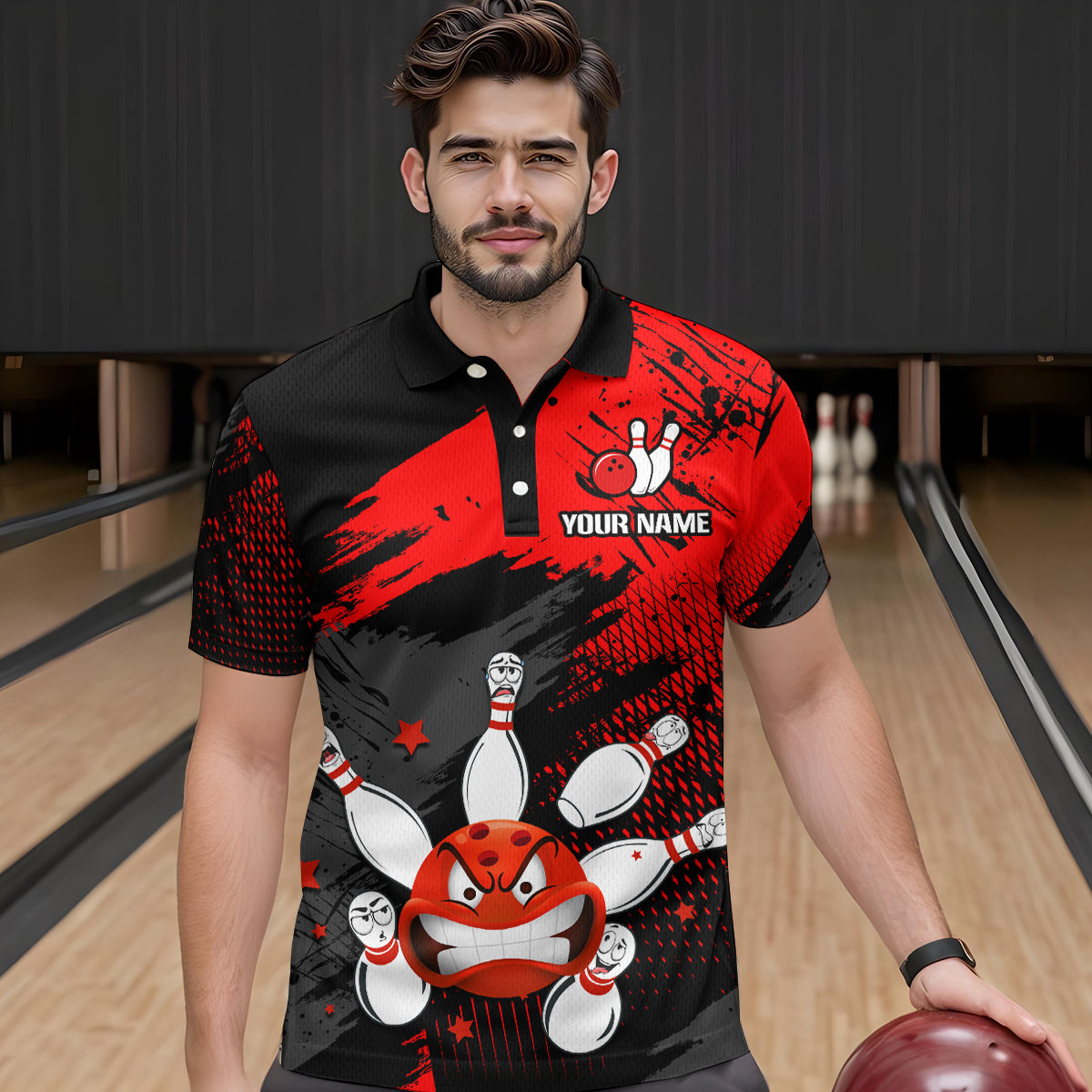 Red Bowling Shirt Custom Bowling Jersey Men Women Team Bowling Polo 1/4 Zip Shirt MBL56