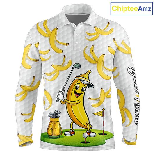 Funny Banana Pattern Golf Men's Polo Shirt, Team Golf Clothes, Golf Gifts NBT610