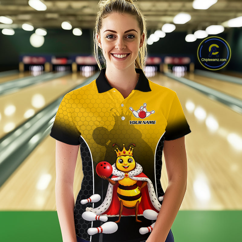 Custom King Bee Bowling Jersey for Women Bowling Team Shirts Bowling Polo & 1/4 Zip HNT266