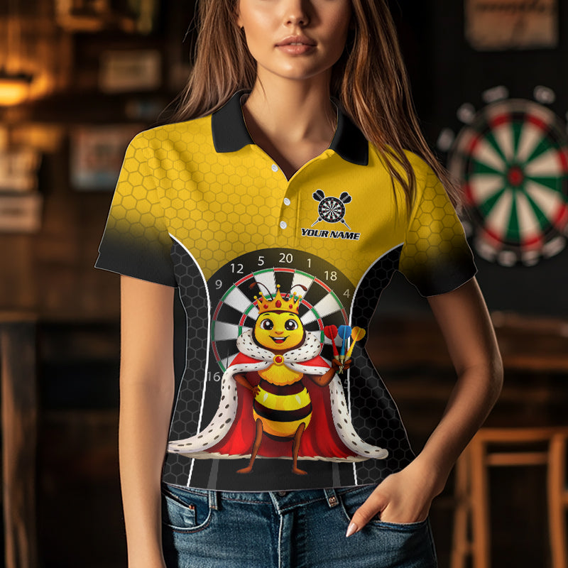Custom Funny King Bee Dart Shirt Dart Team Jersey for Women Dartboard Polo & 1/4 Zip Shirts NNT164