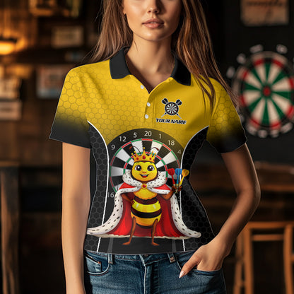 Custom Funny King Bee Dart Shirt Dart Team Jersey for Women Dartboard Polo & 1/4 Zip Shirts NNT164