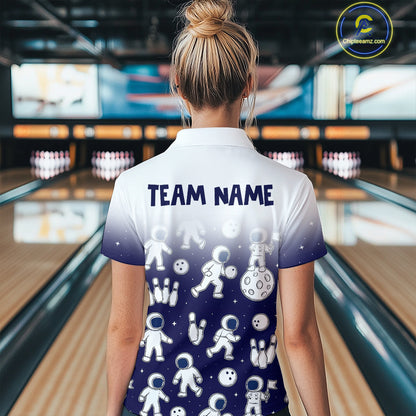 Astronaut Bowling Shirts for Men Women Team Bowling Polo & Quarter Zip Shirts MBL153
