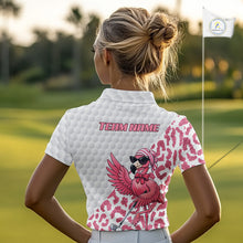 Load image into Gallery viewer, Pink Flamingo Golf Shirt For Women, Funny Leopard Patten Golf Polo Shirt, Ladies Golf Outfit For Team NHT732